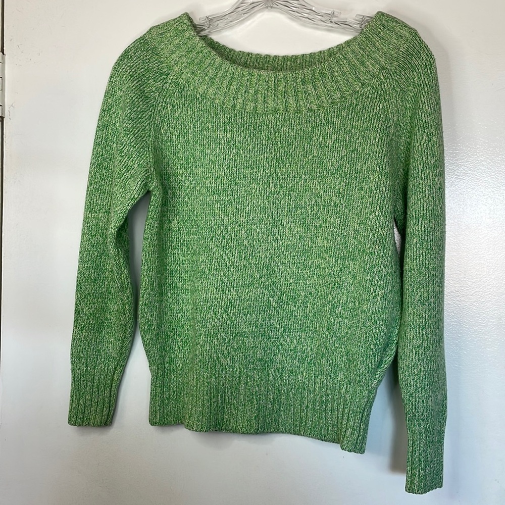 EUC sparkly green boatneck  sweater